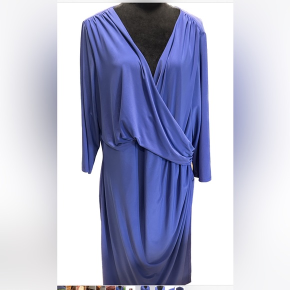 Lauren Ralph Lauren Women's periwinkle Stretch Faux Wrap Dress size 22W NWT - Picture 2 of 12